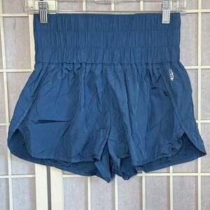 Free People Movement Blue Lined High Waisted Athletic Gym Run Shorts Size Small